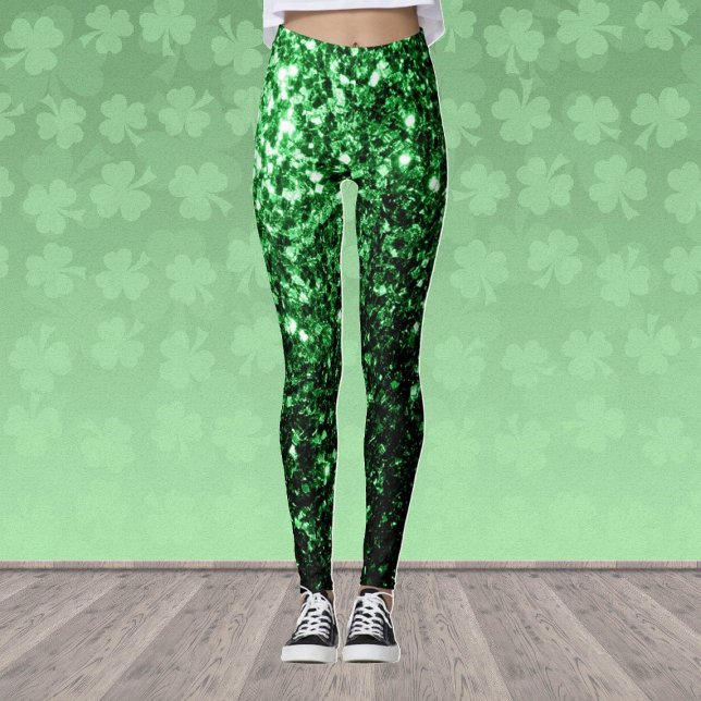 Dunkelgrüne Imitate Glitzer Glitzern Leggings (Stand out in the gym with our breathable sparkly leggings in many different colors!)