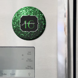 Dunkelgrüne Imitate Glitzer Glitzern Sweet 16 Magnet