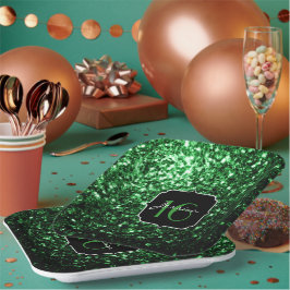 Dunkelgrüne Imitate Glitzer Glitzern Sweet 16 Pappteller