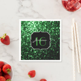 Dunkelgrüne Imitate Glitzer Glitzern Sweet 16 Serviette