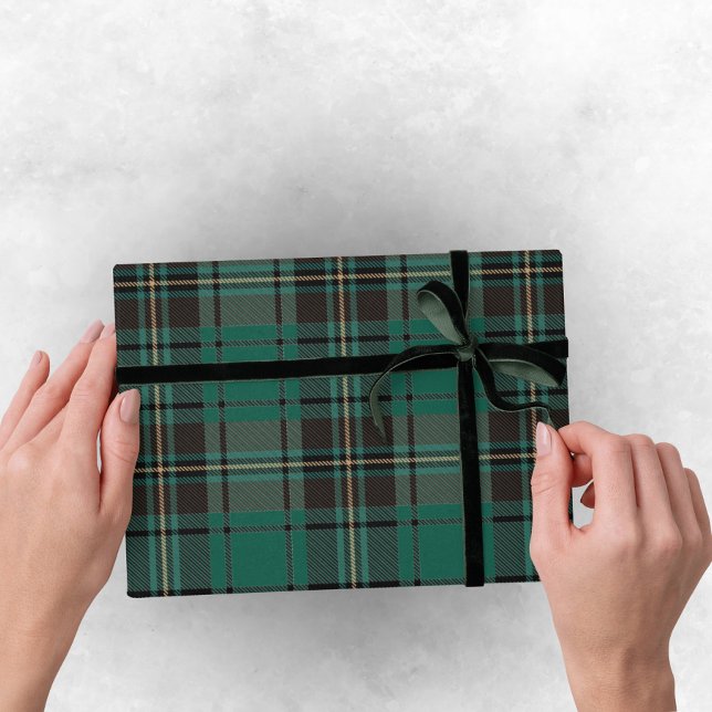 Dunkelgrüne Jahrgänge Weihnachten - Karierter Stre Geschenkpapier (Dark Green Wrapping Paper - Plaid Christmas)