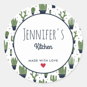 Dunkelgrüne Kaktus-Wüsten-Muster-Küche Runder Aufkleber