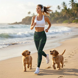 Dunkelgrüne Kienenzweig-Leggings Leggings