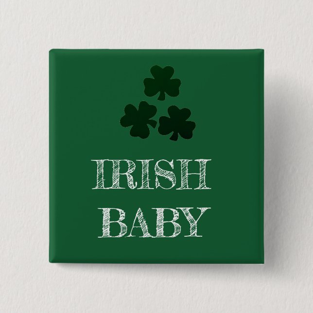 Dunkelgrüne Kleeblätter Button (Vorderseite)