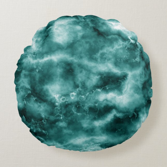 Dunkelgrüne Marmorbeschaffenheit Rundes Kissen (Vorderseite)