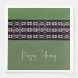 Dunkelgrüne Mauve und Lila Blumenpracht Serviette