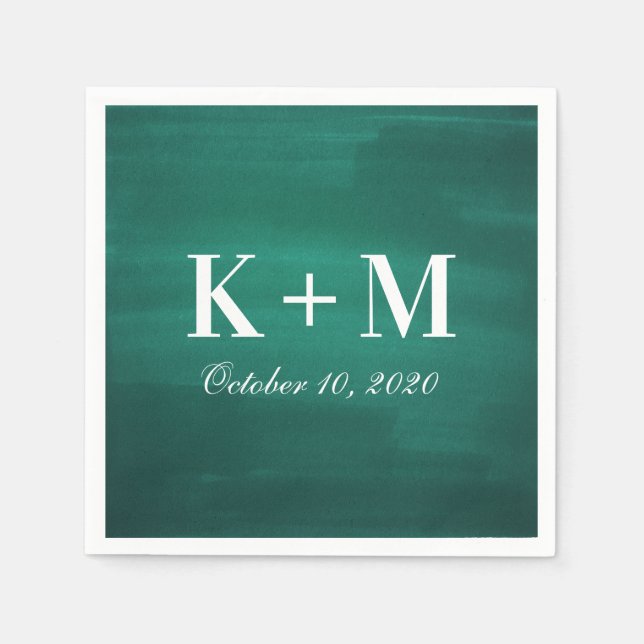 Dunkelgrüne, moderne Hochzeit. Einfache elegante s Serviette (Vorderseite)