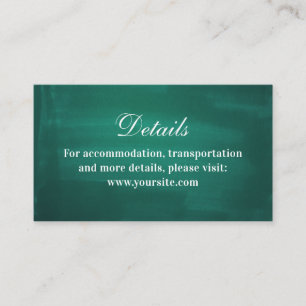 Dunkelgrüne, moderne Hochzeitsdetails. Einfache Sm Begleitkarte