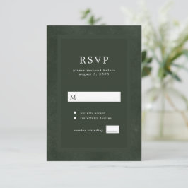 Dunkelgrüne, moderne Typografie - elegante Hochzei RSVP Karte