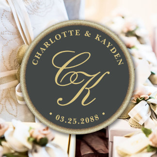 Dunkelgrüne Monogramm-Gastgeschenk Hochzeit mit Go Runder Aufkleber