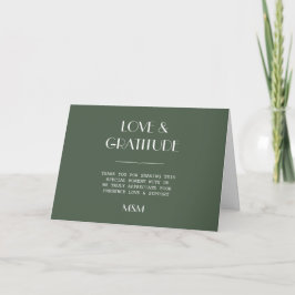 Dunkelgrüne Moos-Minimalist-Scandi-Hochzeitsdanksa Karte