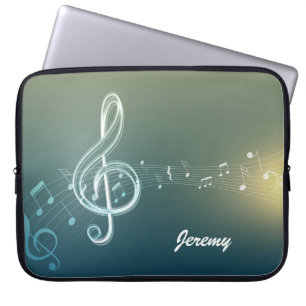 Dunkelgrüne Musiknoten und benutzerdefinierte Mon Laptopschutzhülle