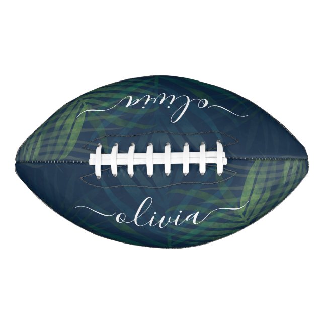 Dunkelgrüne Palmen Blätter Muster Football (Vorderseite)