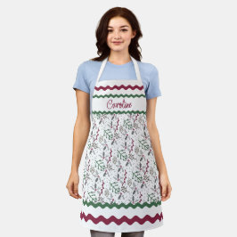 Dunkelgrüne Pine Needles Red Holly Berries Muster Schürze