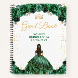 Dunkelgrüne Prinzessin Quinceañera Gästebuch Notizbuch