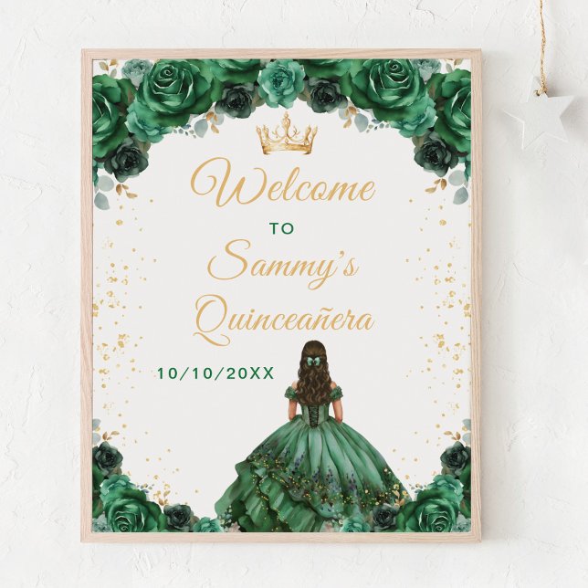 Dunkelgrüne Prinzessin Quinceañera Willkommen Poster (Von Creator hochgeladen)