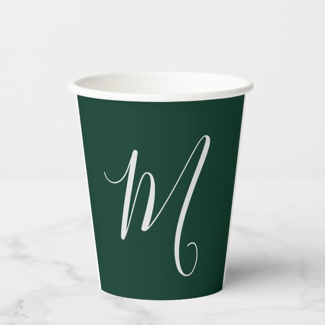 Dunkelgrüne schlichte elegante moderne eigene Name Pappbecher (Vorderseite)