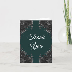 Dunkelgrüne Schwarze Hochzeit Dankeskarte