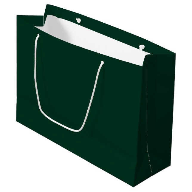 Dunkelgrüne Solid-Farbe Große Geschenktüte (Vorderseite Schrägansicht)