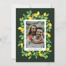 Dunkelgrüne Sommerlemonen und Foliage-Foto Save The Date