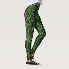 Dunkelgrüne Spiralen sind bei farbigem Bild transp Leggings