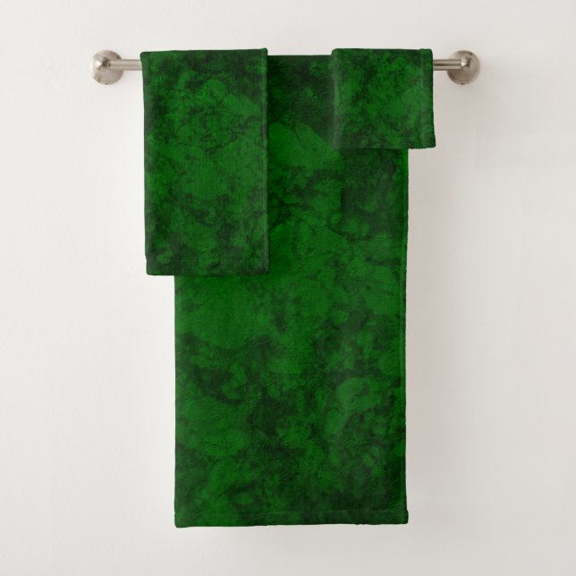 Dunkelgrüne Textur aus Wildledergranit Badhandtuch Set (Insitu)