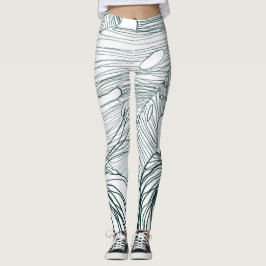 dunkelgrüne und aquamarine Monstera-Blätter & Lili Leggings