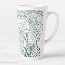 dunkelgrüne und aquamarine Monstera-Blätter & Lili Milchtasse