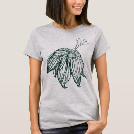 dunkelgrüne und aquamarine Monstera-Blätter & Lili T-Shirt