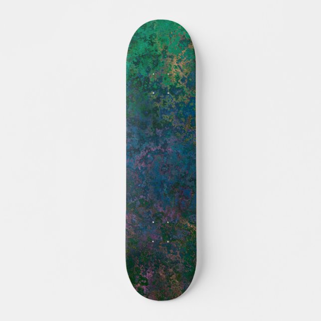 Dunkelgrüne und blaue Alkoholtinte Abstrakt Skateboard (Vorne)