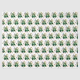 Dunkelgrüne und goldene elegante Blumen Seidenpapier