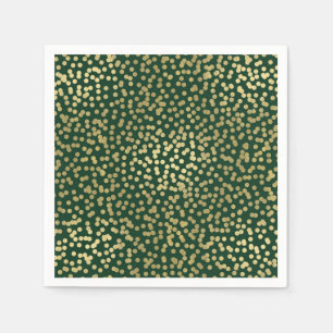 Dunkelgrüne und goldene Punkte Confetti Elegantes Serviette