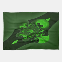 Dunkelgrüne und Limone Spiralwelle Geschirrtuch