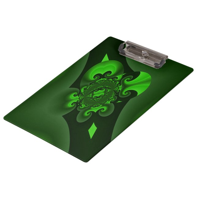 Dunkelgrüne und Limone Spiralwelle Klemmbrett (Schrägansicht)