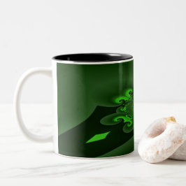 Dunkelgrüne und Limone Spiralwelle Zweifarbige Tasse