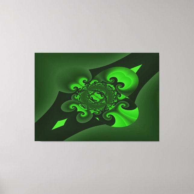Dunkelgrüne und Limone Spiralwellenkanvas drucken Leinwanddruck (Vorderseite)