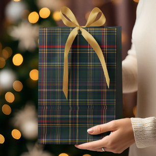 Dunkelgrüne und rote Weihnachts-Karogeschenktasche Mittlere Geschenktüte