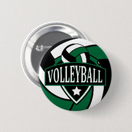 Dunkelgrüne und schwarze Volleyball-Logo Button
