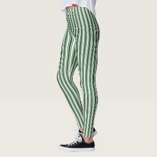 Dunkelgrüne und weiße Streifen aus Süßigkeiten Leggings