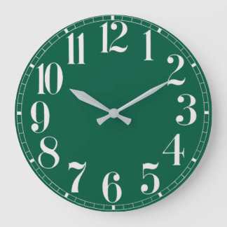 Dunkelgrüne und weiße Wand-Uhr Große Wanduhr