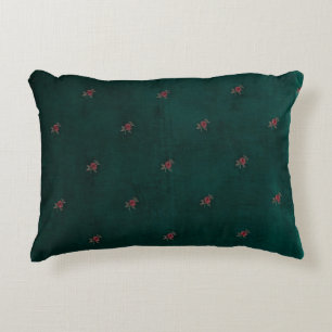 Dunkelgrüne Vintage-Blumenkissen Dekokissen