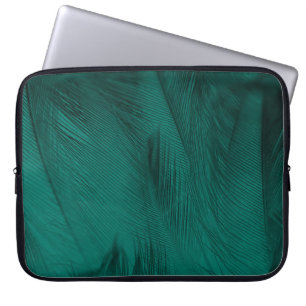 Dunkelgrüne Vintage Feather Textur Laptopschutzhülle