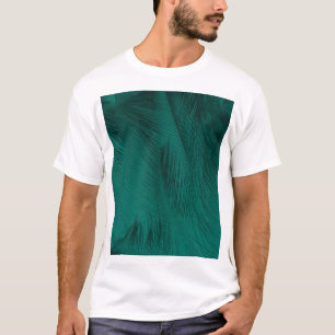 Dunkelgrüne Vintage Feather Textur T-Shirt