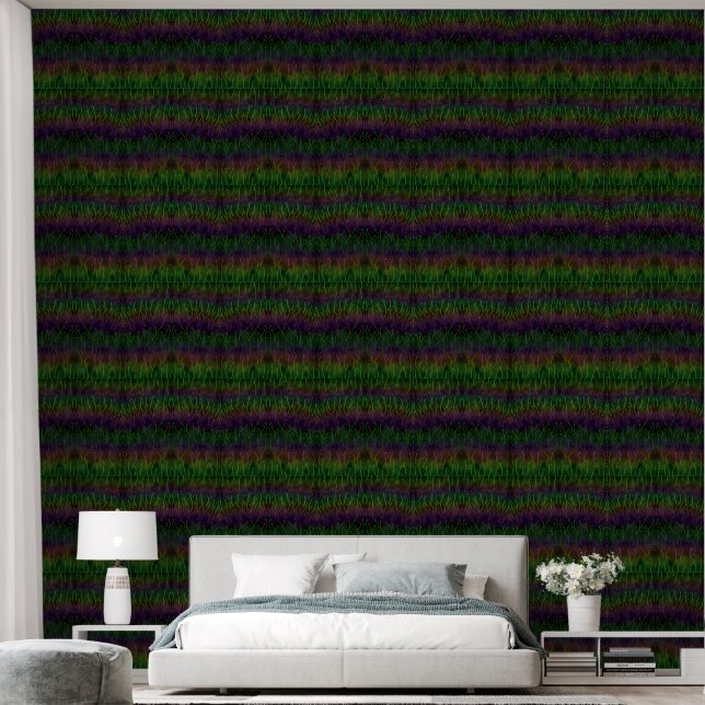 Dunkelgrüne violette Tapete (Schlafzimmer)