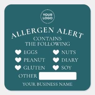 Dunkelgrüner Allergie-Alarm-Bäckerei-Kuchen-Lebens Quadratischer Aufkleber
