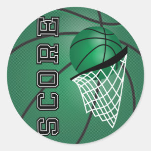 Dunkelgrüner Basketball Runder Aufkleber