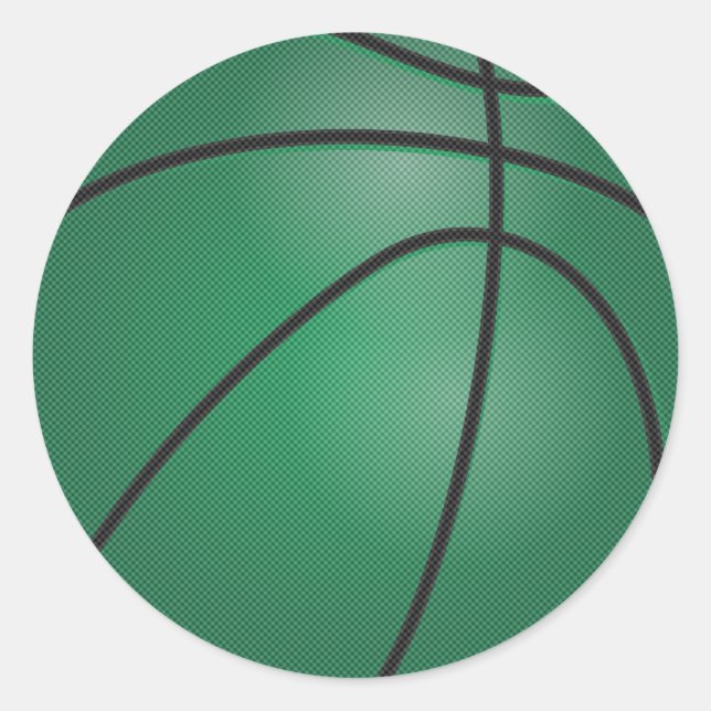 Dunkelgrüner Basketball Runder Aufkleber (Vorderseite)