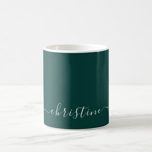 Dunkelgrüner C21 Minimalistischer moderner Name ku Kaffeetasse (Mittel)