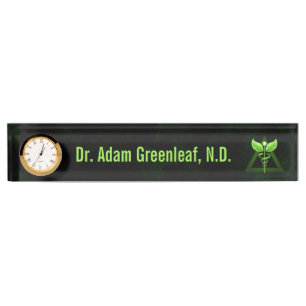 Dunkelgrüner Caduceus-Alternativmedizin Deskplate Namensplakette