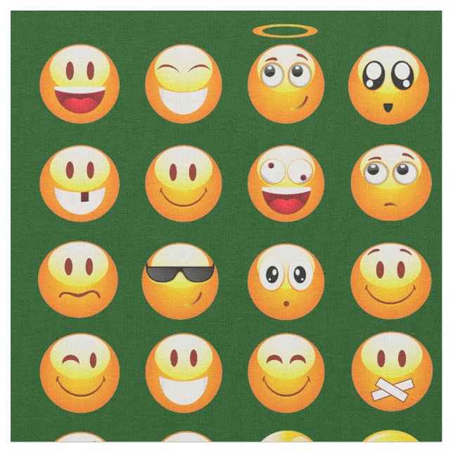 dunkelgrüner Emoji-Stoff Stoff (Nahaufnahme)